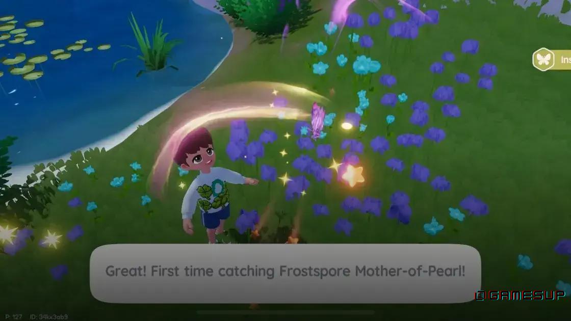 localização da Borboleta Frostspore em Heartopia