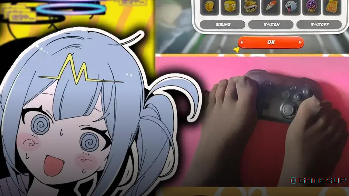 VTuber jogando com os pés
